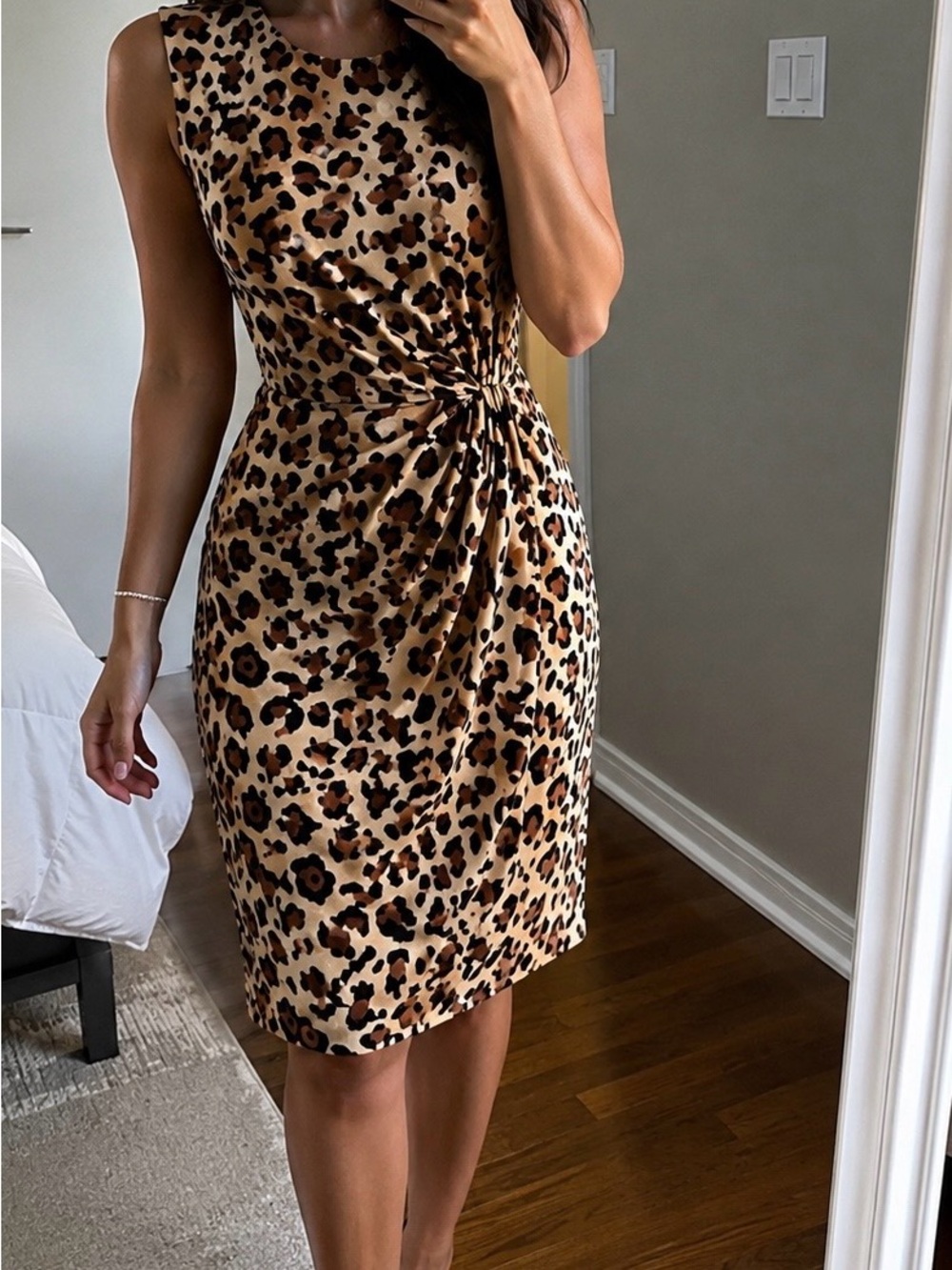 Marvin Richards Leopard-Print Sleeveless Midi Dress in Tan & Black